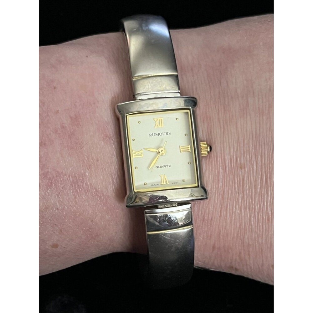 Rumours Silver Tank Watch Gold Roman New Battery Bangle